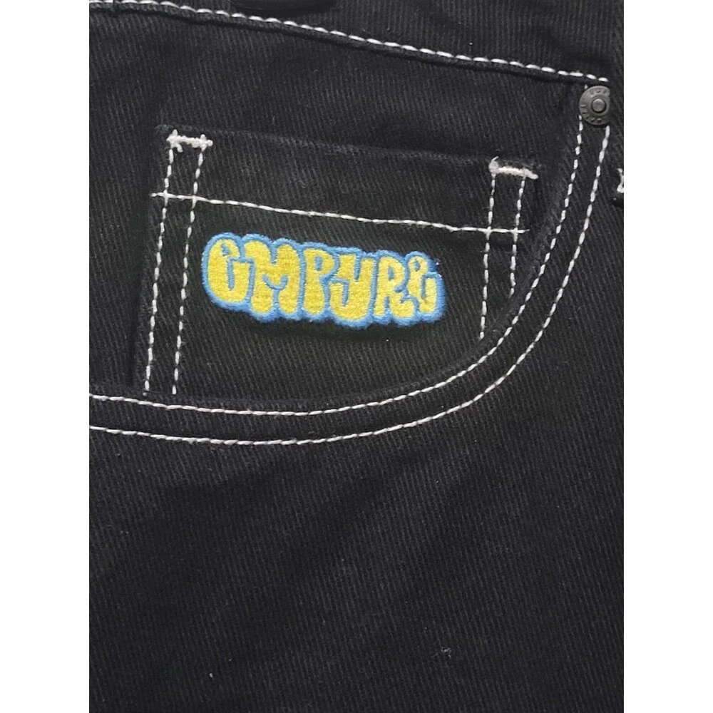 Empyre size 30 denim jeans black zip pockets tapered baggy